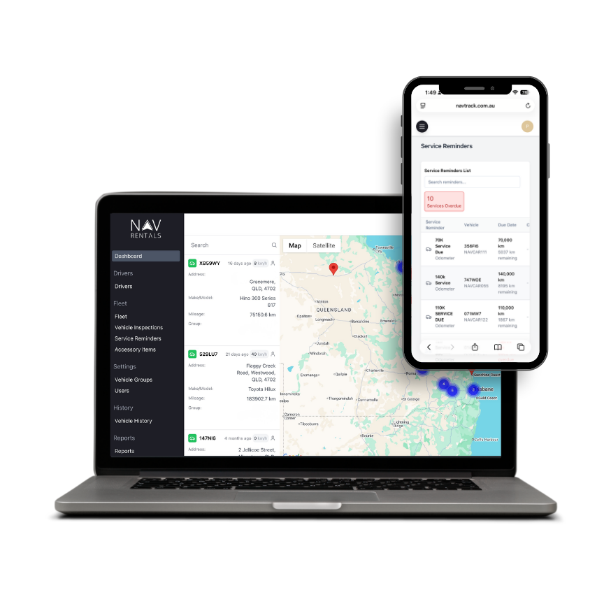 Fleet tracking dashboard and mobile service reminder app