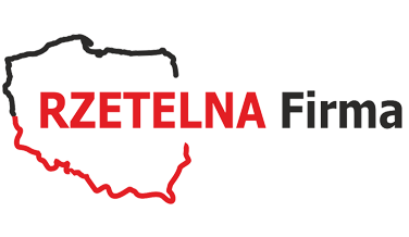 Kontur Polski obrysowany kolorem czarno-czerwonym z napisem RZETELNA Firma.