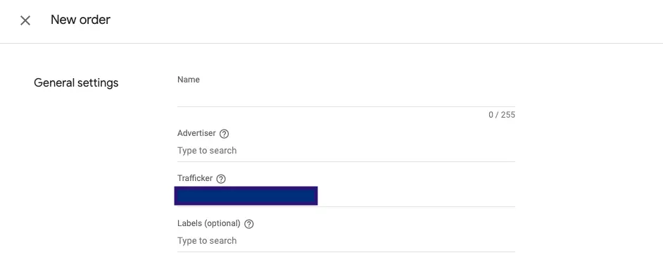 Create an order in ad manager