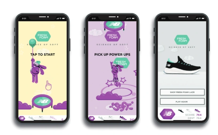Fresh Foam interactive mobile ad example to increase CTR.