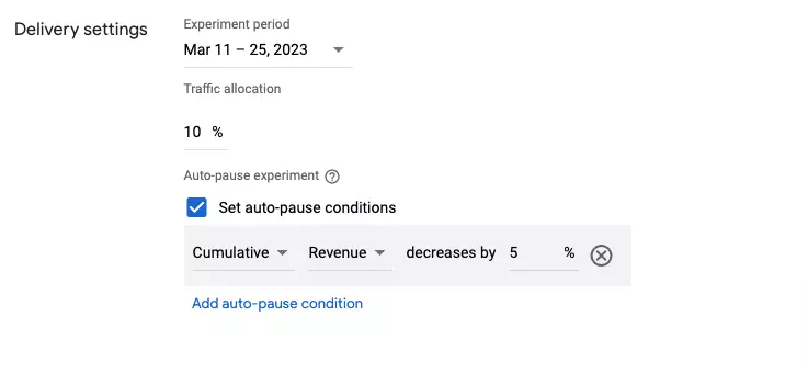 Delivery settings in gam