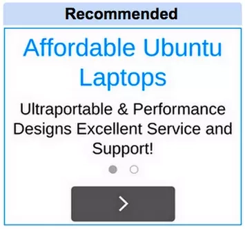 Example of ad placement labeled as recommended showing an advertisement