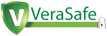 VeraSafe logo featuring a green shield with a white V and a padlock icon on the right.