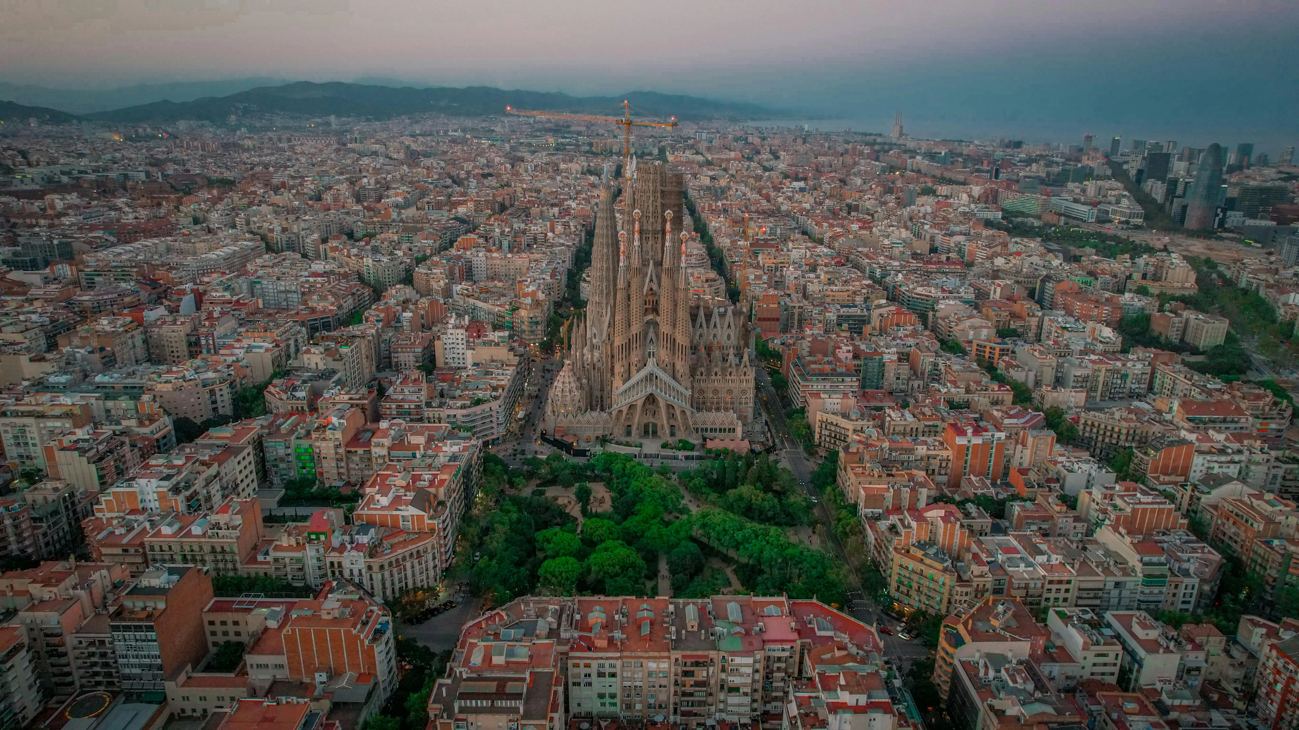 An aeriel view of the city of Barcelona, Spain.