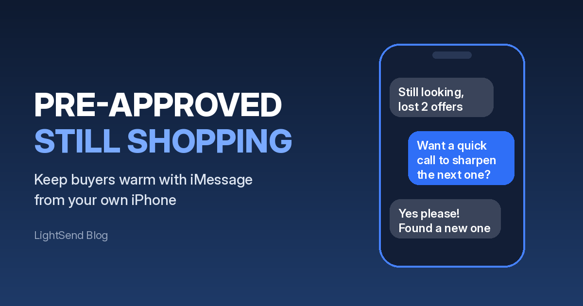 Pre-approved buyer iMessage check-in on an iPhone