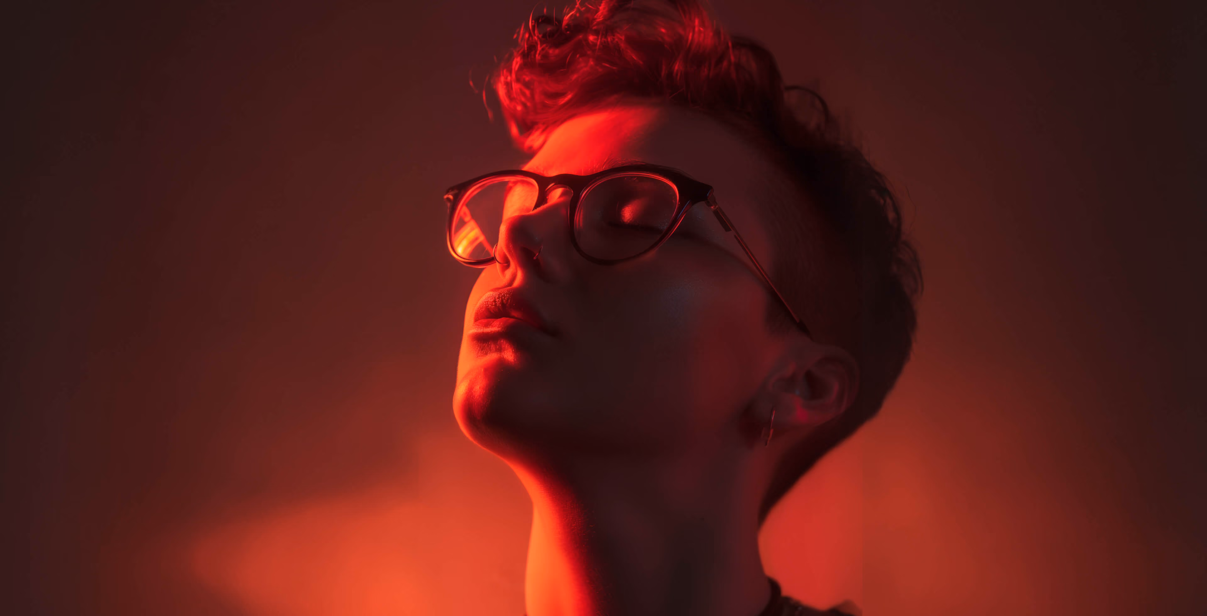 Person Studio portrait in red tones