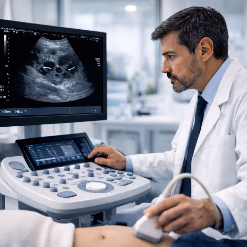 medico realizando una ecografia
