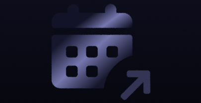 Icon of a calendar with a curved arrow pointing outward to the top right.
