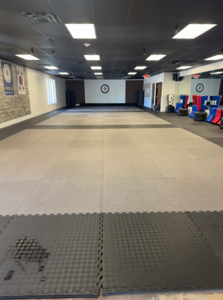 Padded Taekwondo mat floor at American Martial Arts Academy, Simi Valley