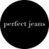 Black background with the white text 'perfect jeans' in a minimalist font.