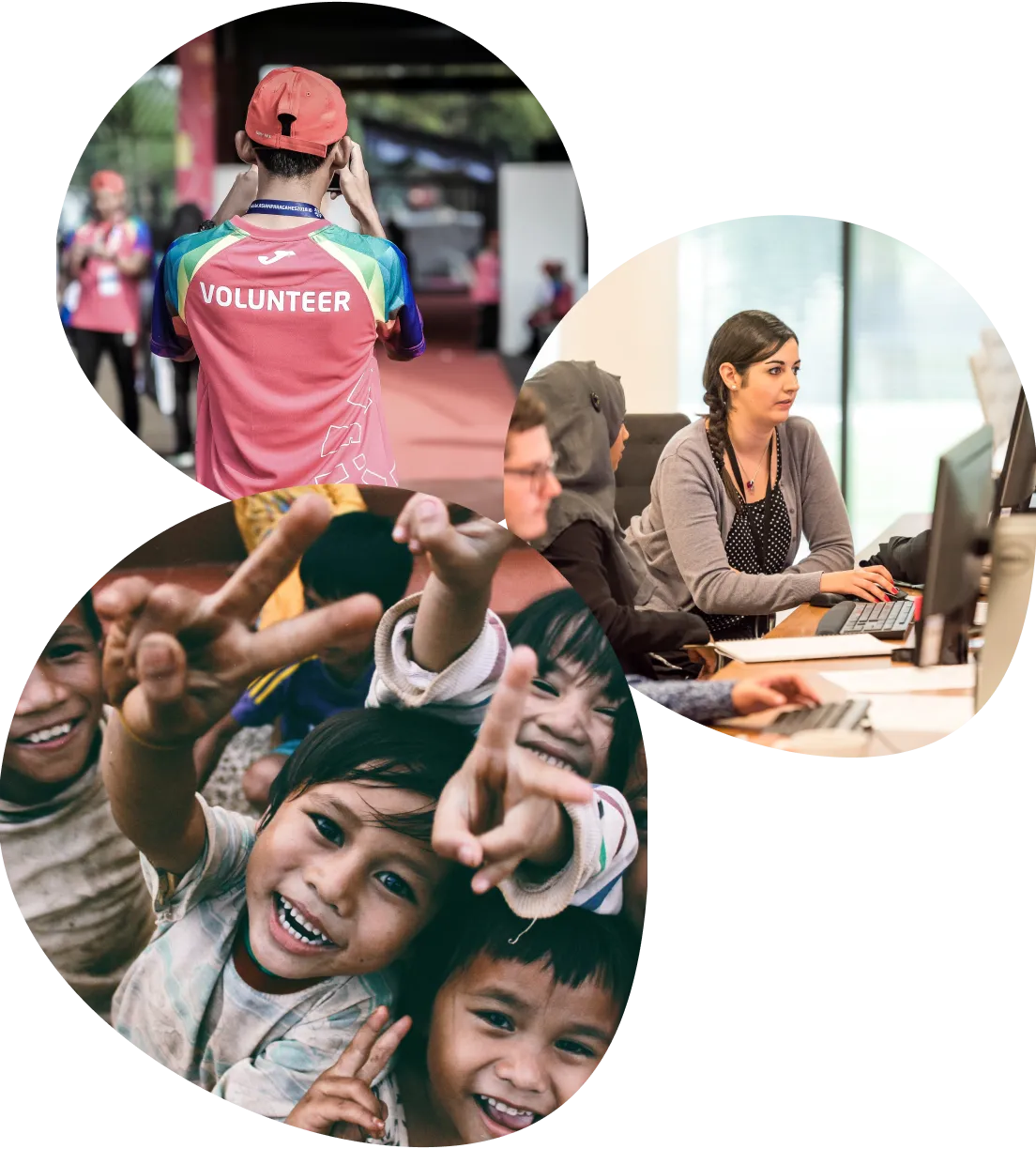 a collage of pictures of children and adults - volunteer - best organization website webflow CMS template