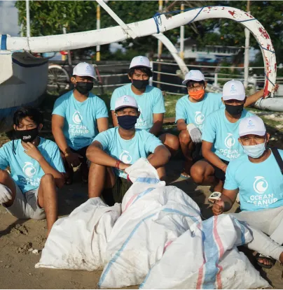 a group of people in blue shirts and white hats - volunteer - best organization website webflow CMS template