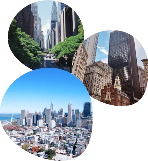 a picture of a city with skyscrapers and a blue sky - volunteer - best organization website webflow CMS template