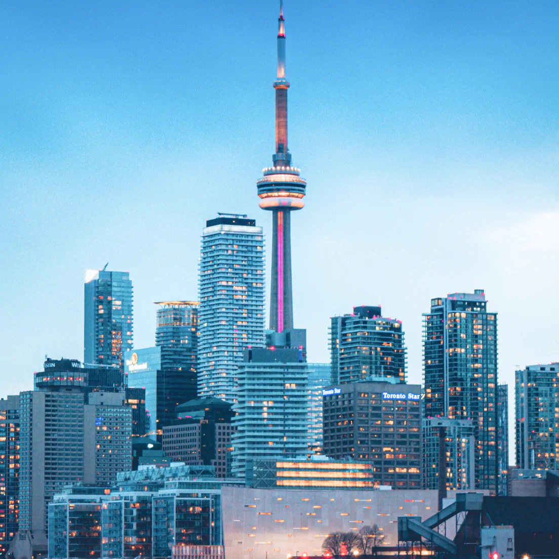 a view of a city with a very tall building - volunteer - best organization website webflow CMS template