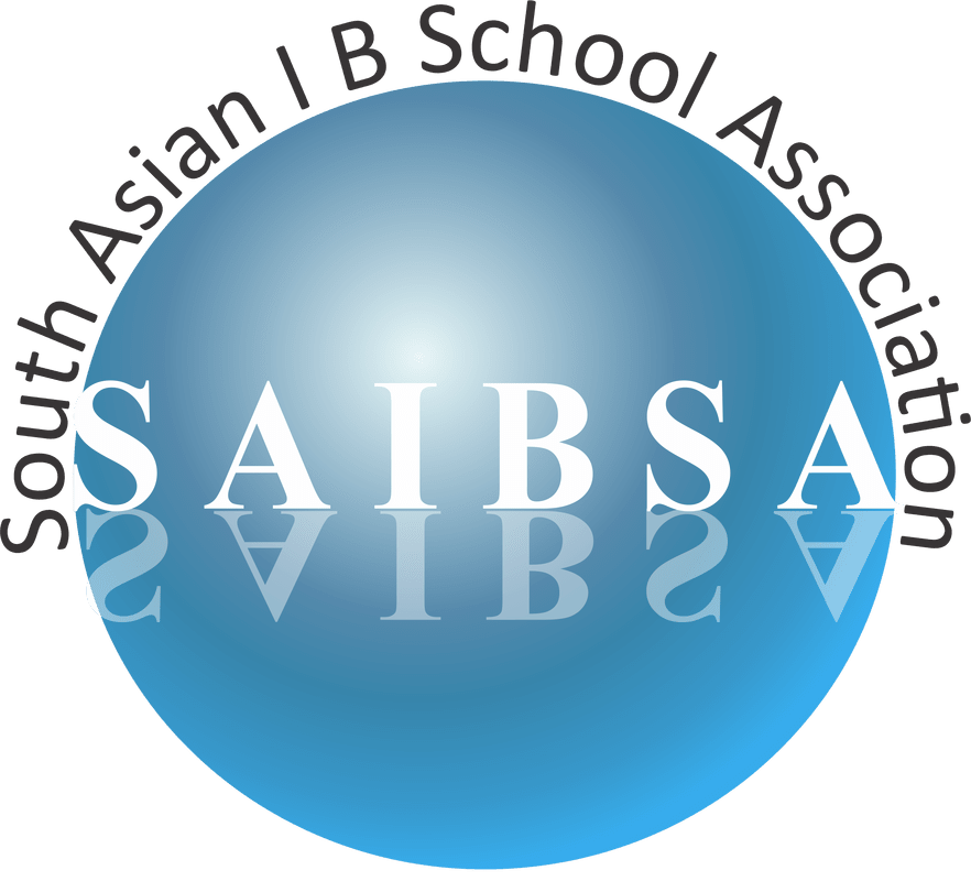 Blue circular logo with white letters SAIBSA and black text South Asian I B School Association curved around the top.