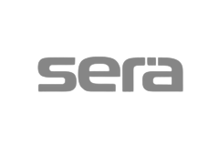 Sera brand logo in gray lowercase letters on a transparent background.