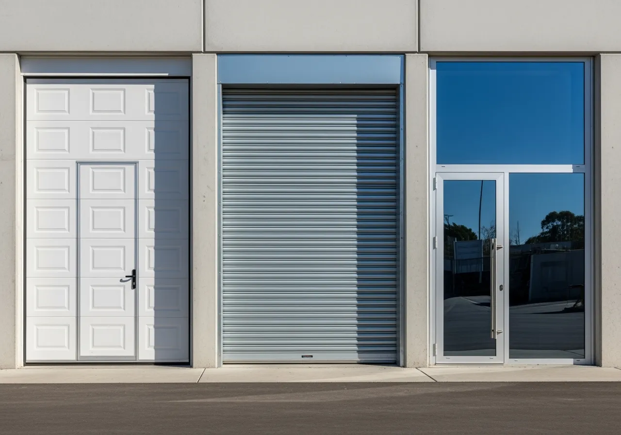 different commercial garage door types sectional rolling full-view - commercial garage door installation austin