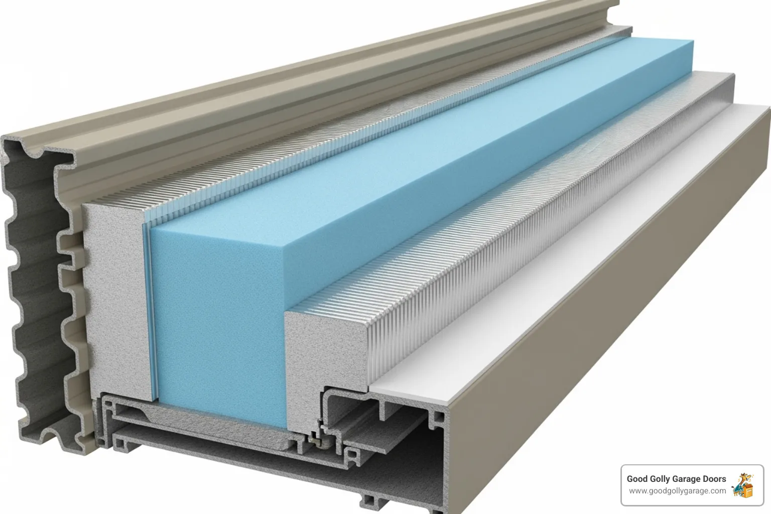 Image of a cross-section of an insulated garage door panel - garage door repair in las vegas nv