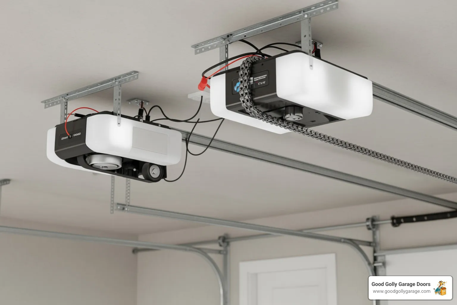 A quiet belt-drive garage door opener compared to a louder chain-drive opener - noisy garage door wrightwood ca