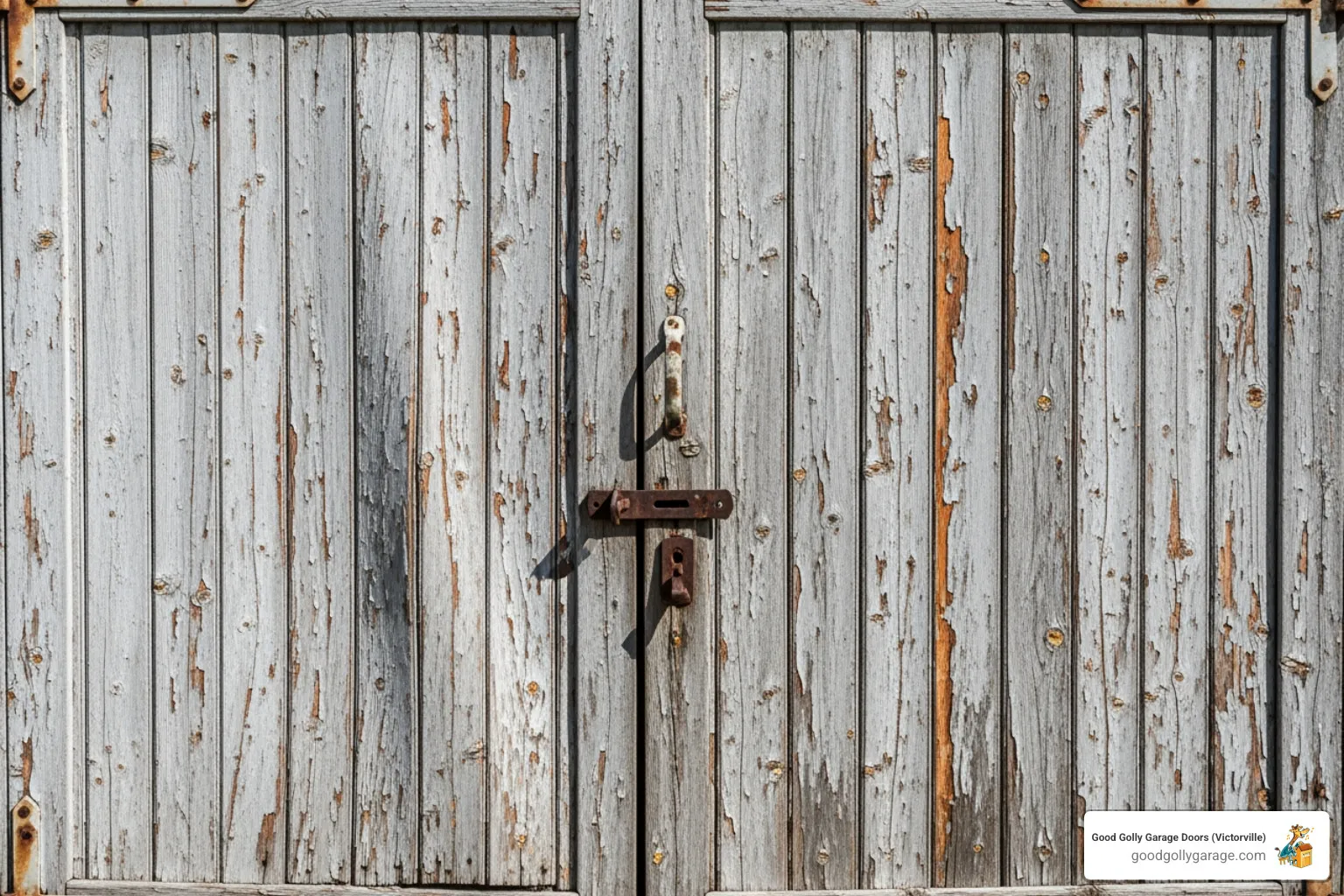 sun-beaten, slightly warped wooden garage door - Why Is My Broken Garage Door In Oak Hills CA
