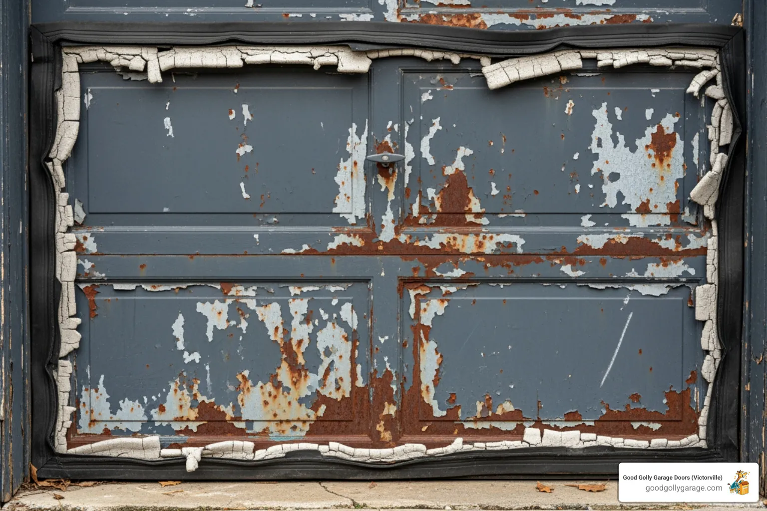 weather-beaten garage door with cracked seals - emergency broken garage door in wrightwood ca