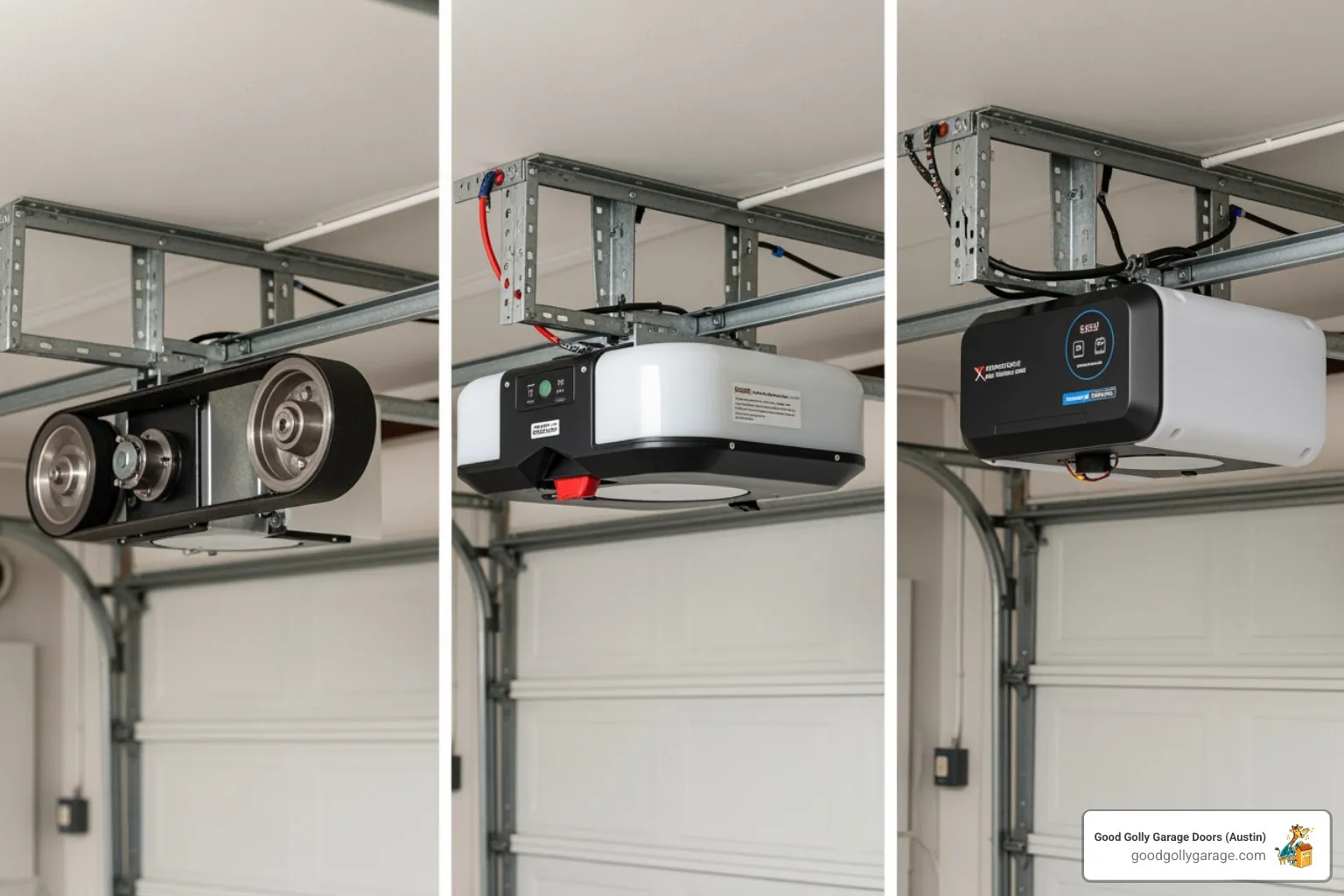 Different garage door opener types (belt, chain, smart) - emergency garage door opener installation in pflugerville tx