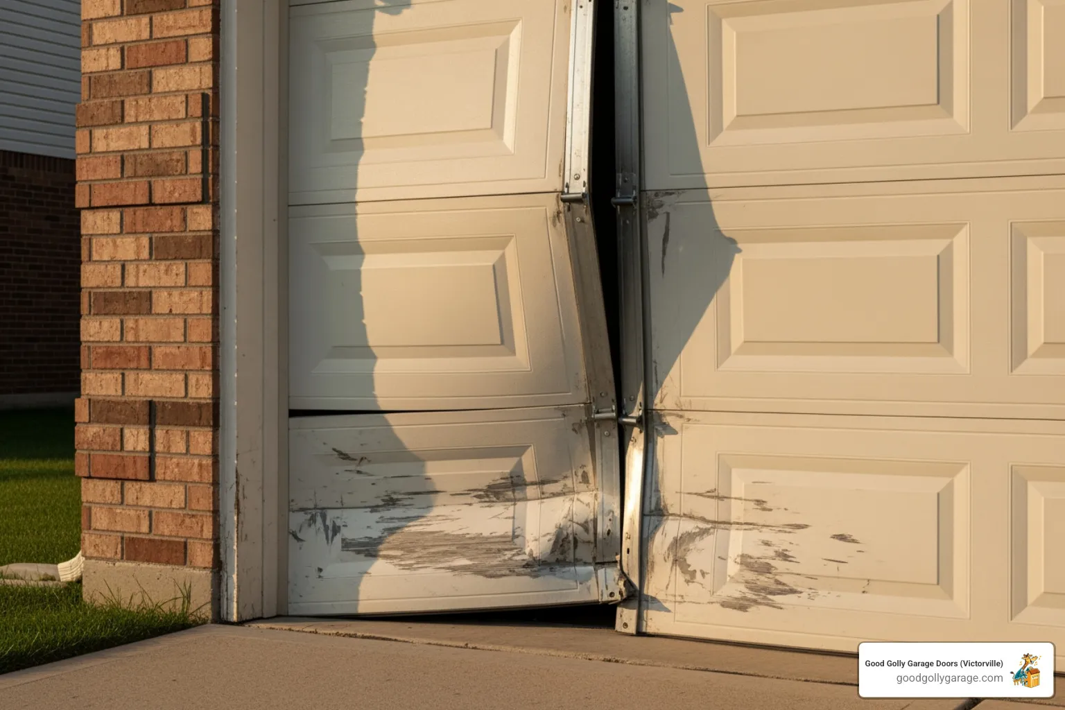 Garage Door That Has Come Off Its Tracks - emergency broken garage door in apple valley ca