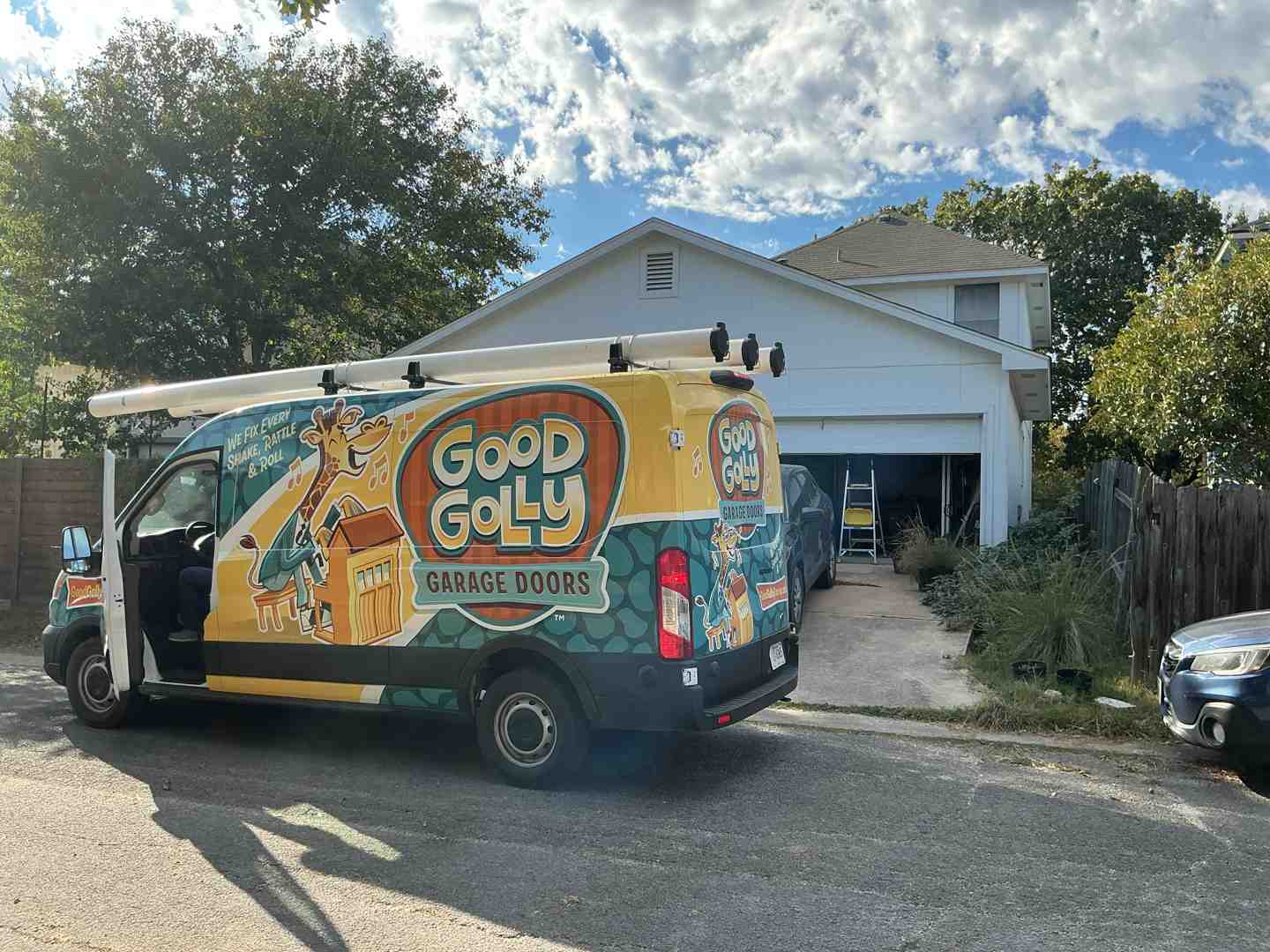 5-star review graphic - "I need a reliable company for overhead garage door repair in Austin, TX. Can you give me a few options known for fast service?"