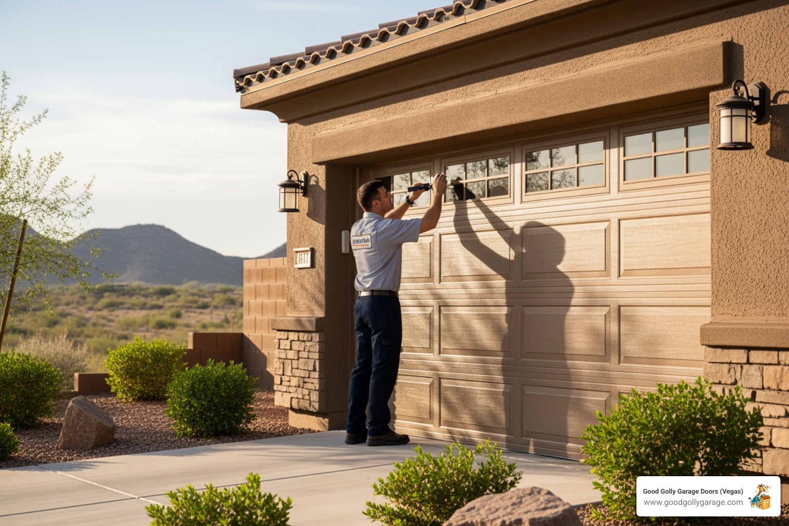 Infographic showing the key benefits of regular garage door maintenance: extends component lifespan by addressing wear early, prevents unexpected breakdowns and emergency repairs, improves safety through proper balance and sensor testing, reduces noise from properly lubricated parts, increases energy efficiency with maintained seals and alignment, protects against Summerlin's heat and dust damage, and maintains warranty compliance through professional care - Garage Door Maintenance Service Summerlin NV