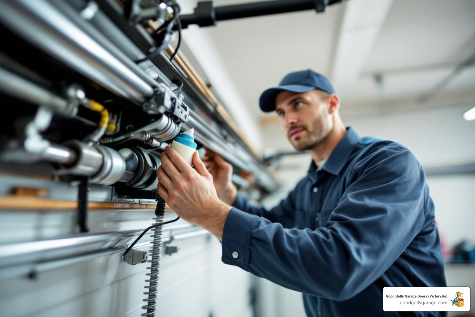 infographic showing four key benefits of professional garage door maintenance: Safety through proper spring tension and auto-reverse testing, Longevity by extending component lifespan through lubrication and adjustments, Cost Savings by helping prevent emergency repairs, and Performance ensuring smooth quiet operation in all seasons - Professional Garage Door Maintenance in Running Springs CA