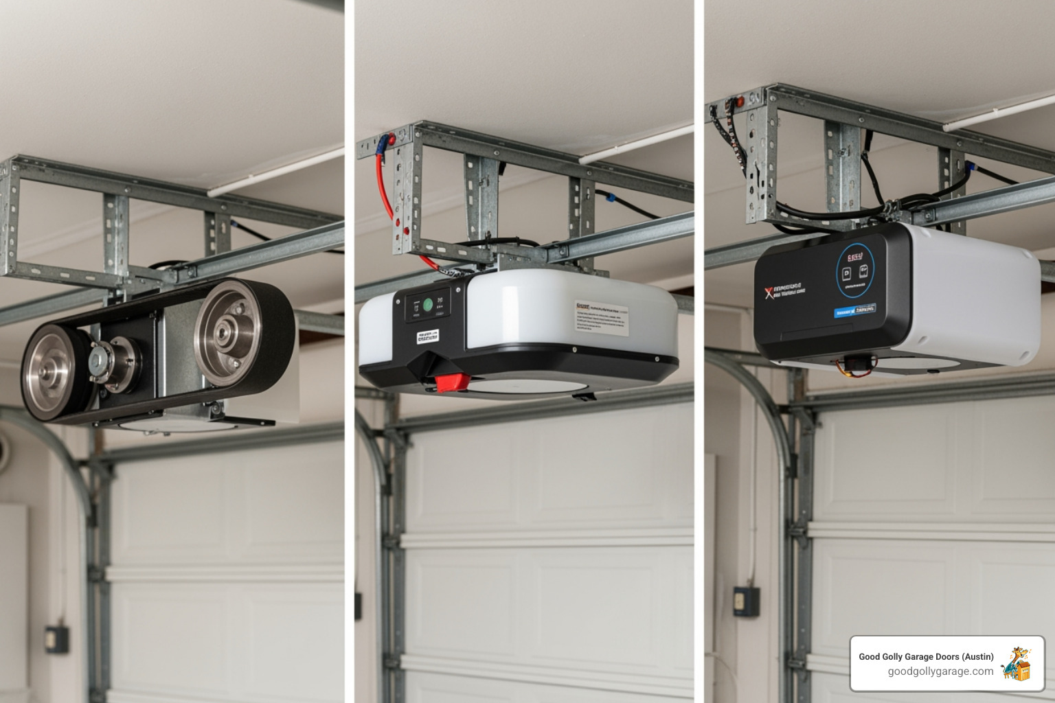 Different garage door opener types (belt, chain, smart) - emergency garage door opener installation in pflugerville tx