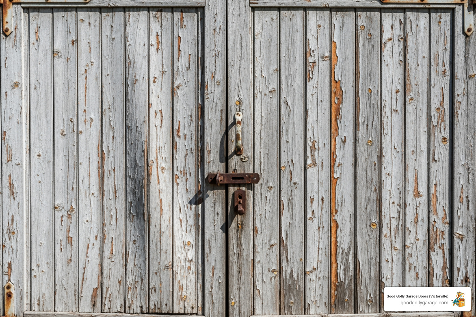 sun-beaten, slightly warped wooden garage door - Why Is My Broken Garage Door In Oak Hills CA