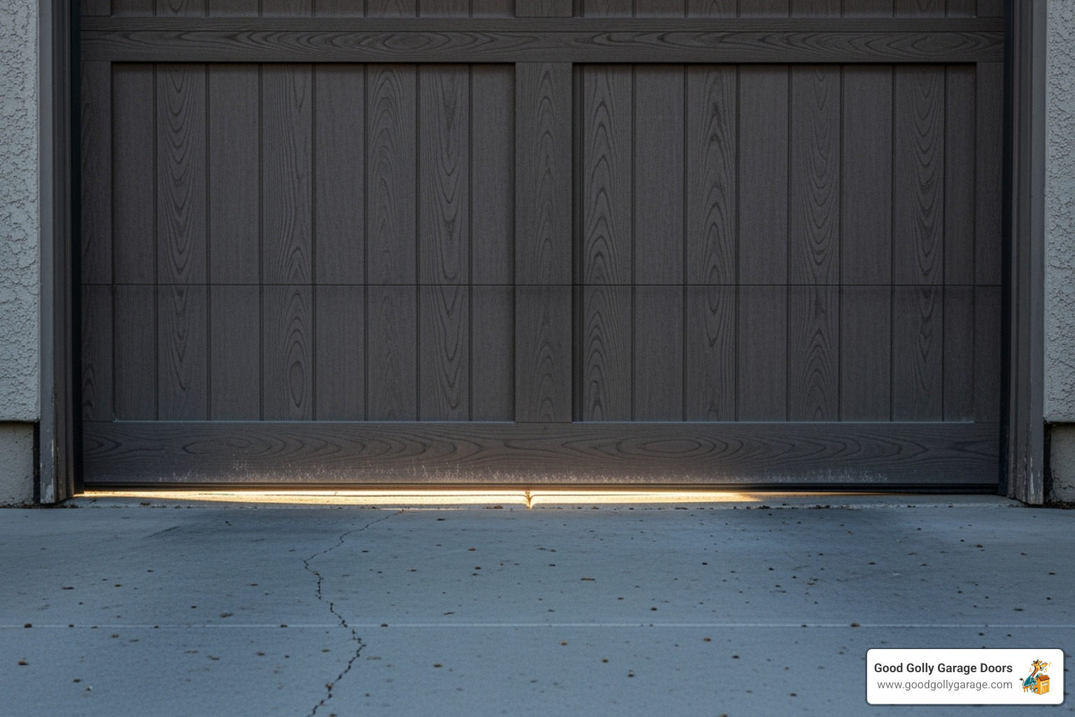 a garage door with a visible gap at the bottom - garage door adjustment austin
