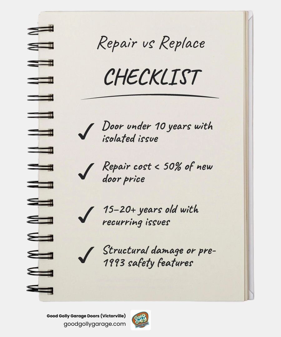 Infographic: Repair vs Replace Your Garage Door — Key Decision Factors and Age Thresholds - when to repair vs replace your Infographic: Repair vs Replace Your Garage Door — Key Decision Factors and Age Thresholds - when to repair vs replace your
