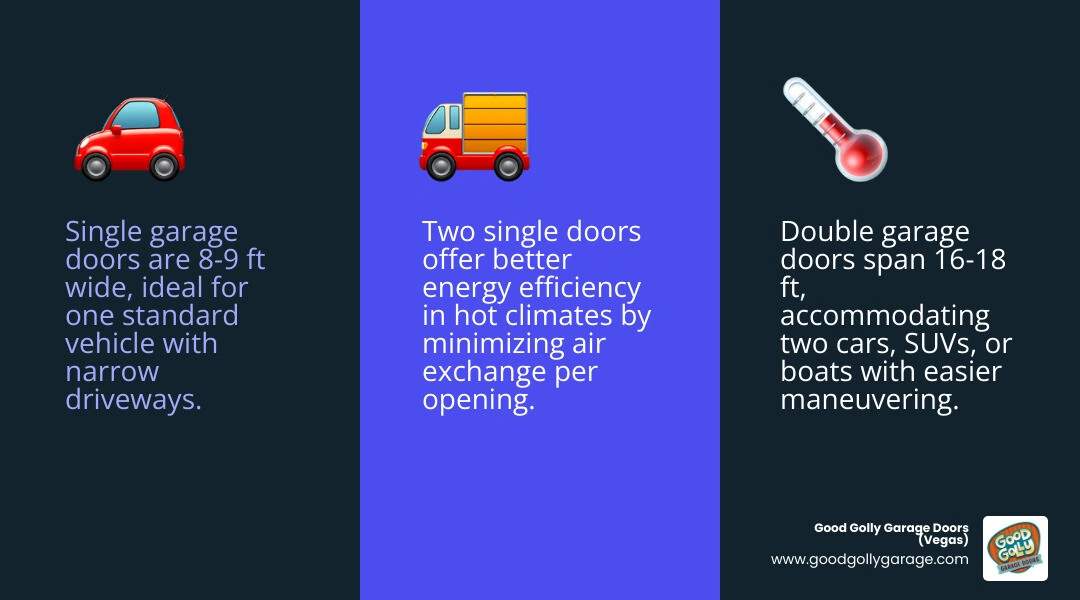 Infographic comparing single vs double garage door dimensions, pros, cons, and ideal use cases infographic Infographic comparing single vs double garage door dimensions, pros, cons, and ideal use cases infographic