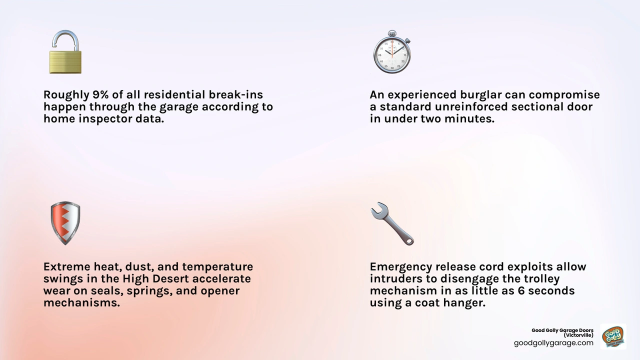 Infographic showing 7 common garage door vulnerabilities with quick-fix solutions for each infographic Infographic showing 7 common garage door vulnerabilities with quick-fix solutions for each infographic