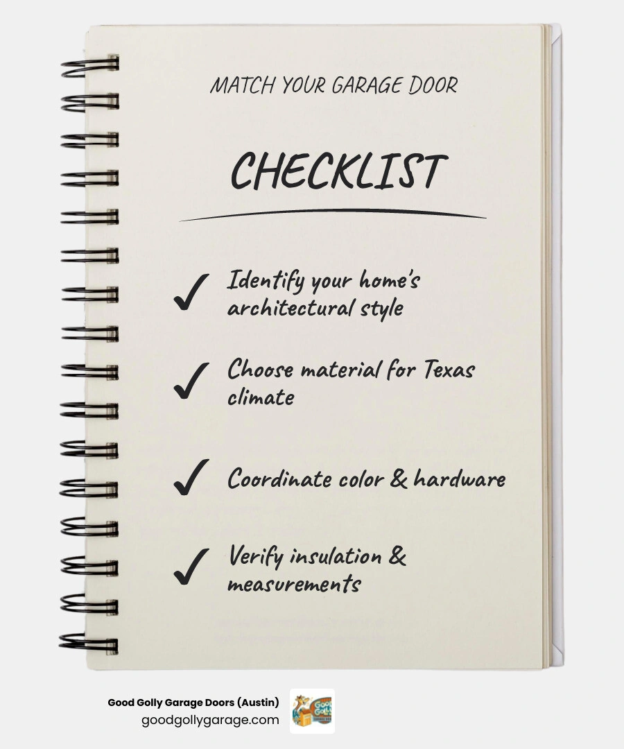 Infographic showing 6-step process to match a garage door style to your home's architecture and exterior infographic Infographic showing 6-step process to match a garage door style to your home's architecture and exterior infographic
