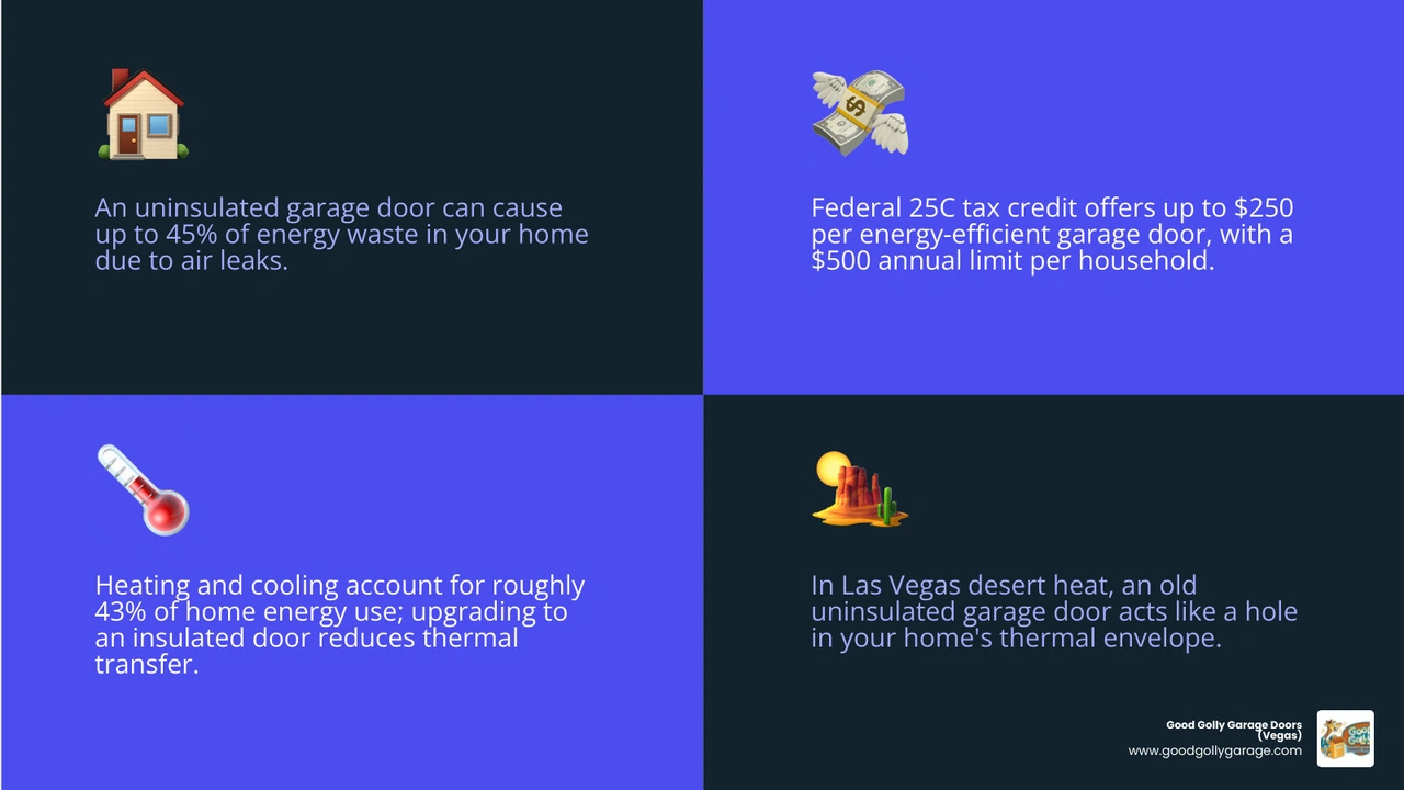 how heat transfers through uninsulated vs insulated garage doors in desert climate infographic