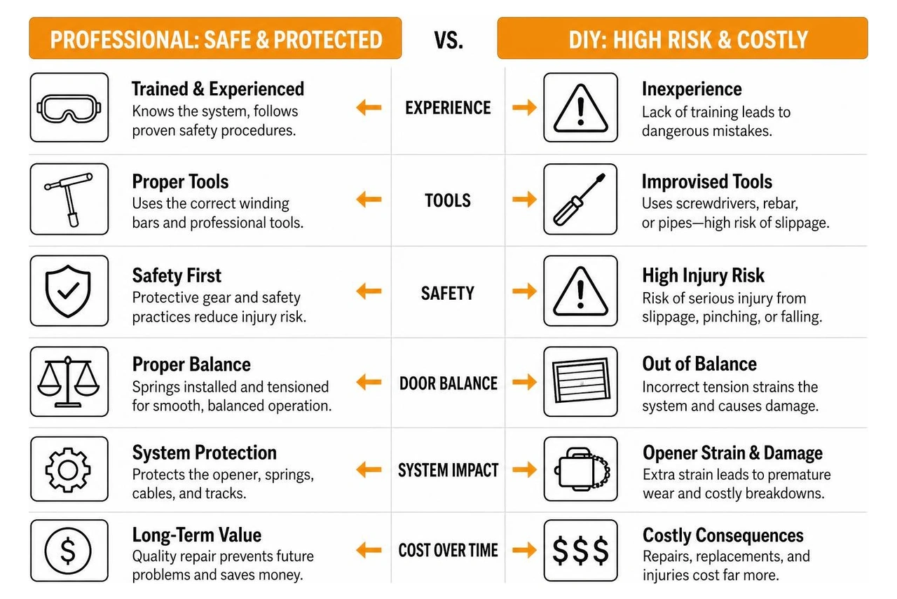 comparison diagram of professional safety versus DIY risks