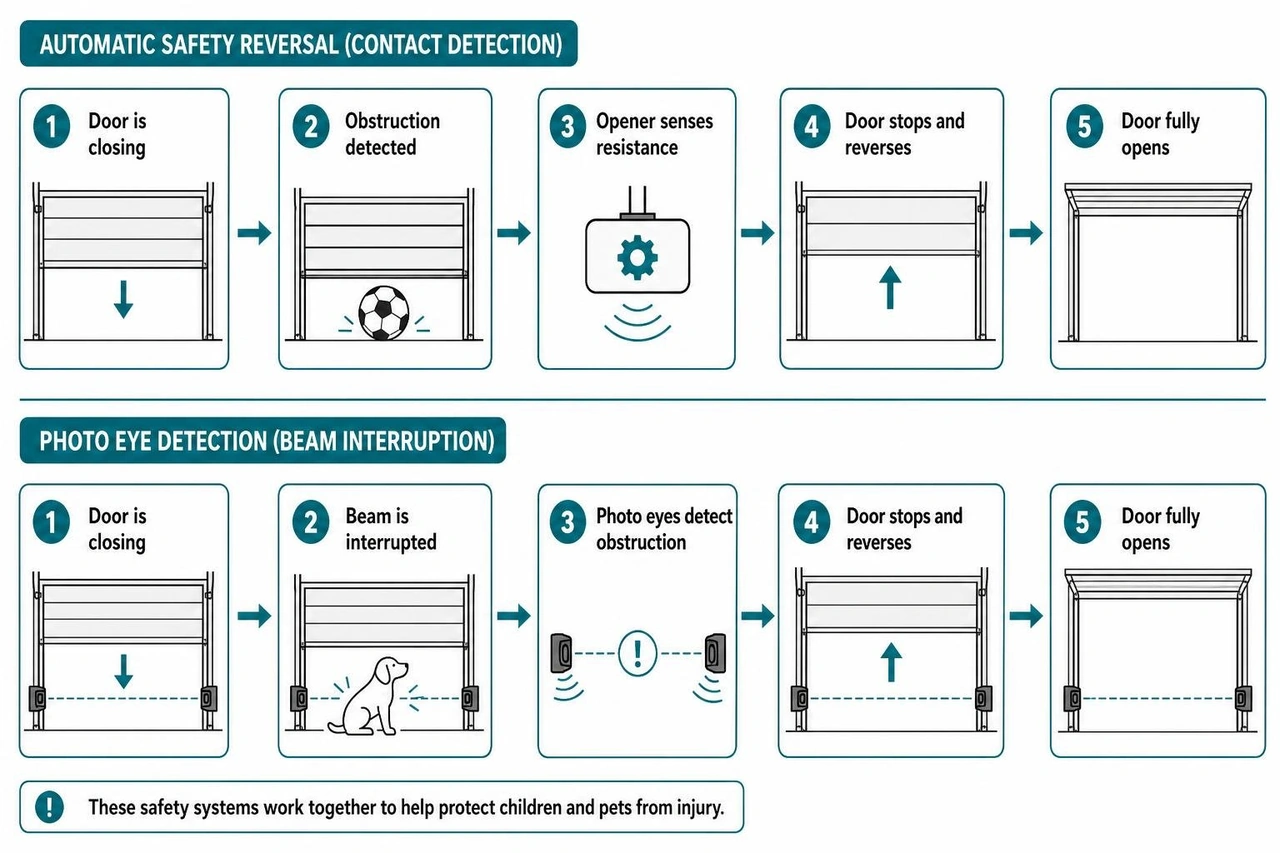 flowchart diagram showing automatic safety reversal and photo eye detection process flowchart diagram showing automatic safety reversal and photo eye detection process