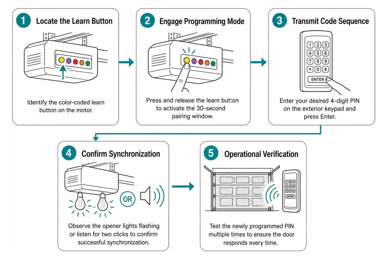 Programming workflow for garage door keypad
