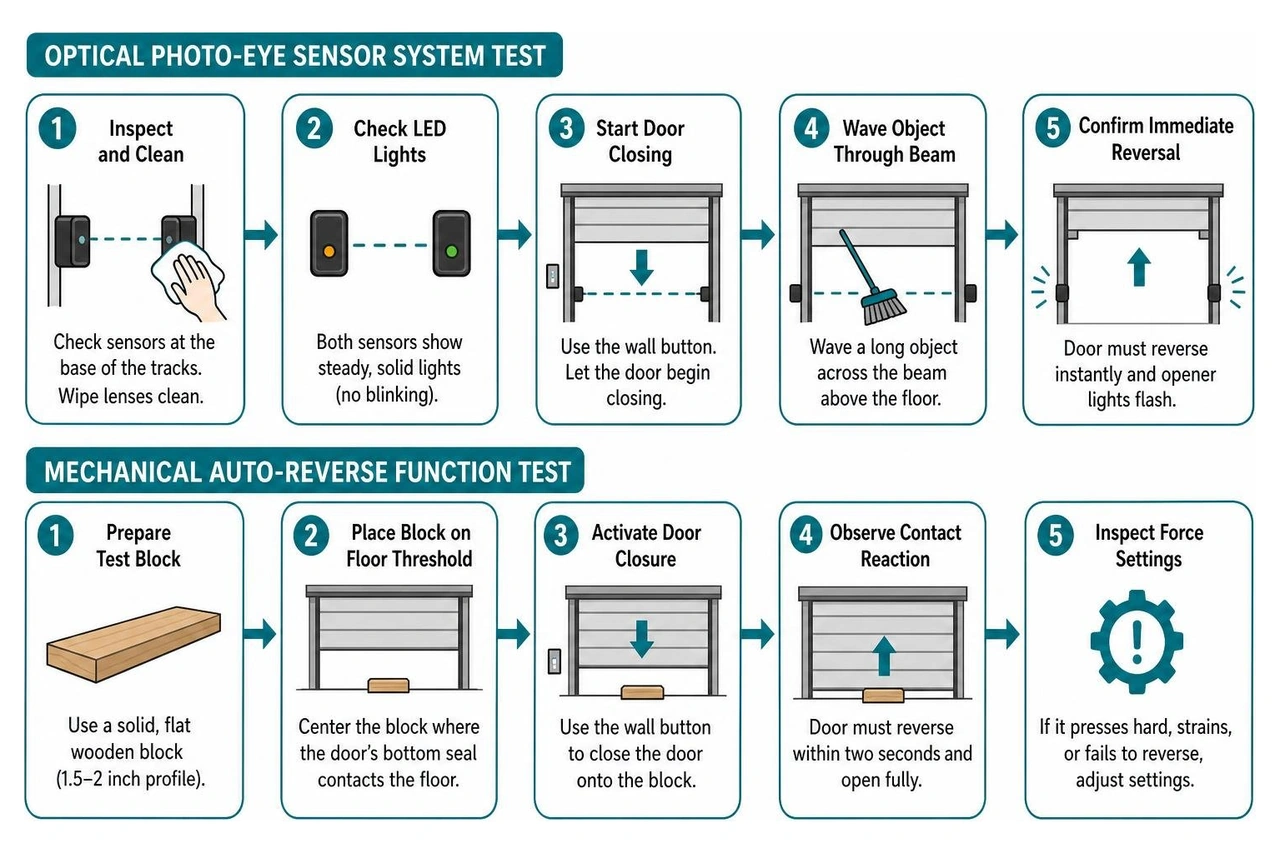 step-by-step garage door safety testing process