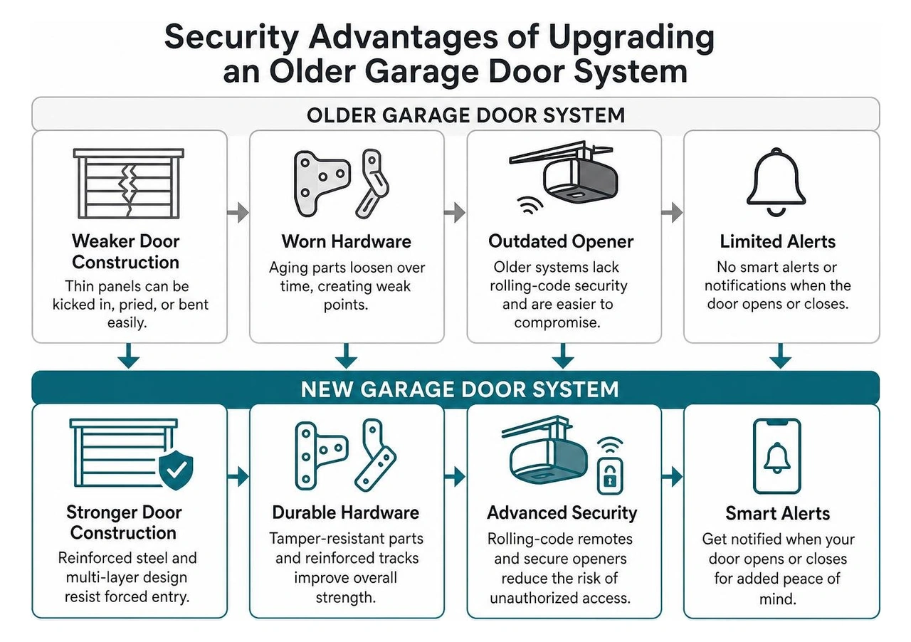 Security advantages of upgrading an older garage door system