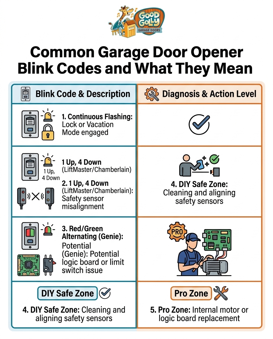 Common Garage Door Opener Blink Codes and What They Mean