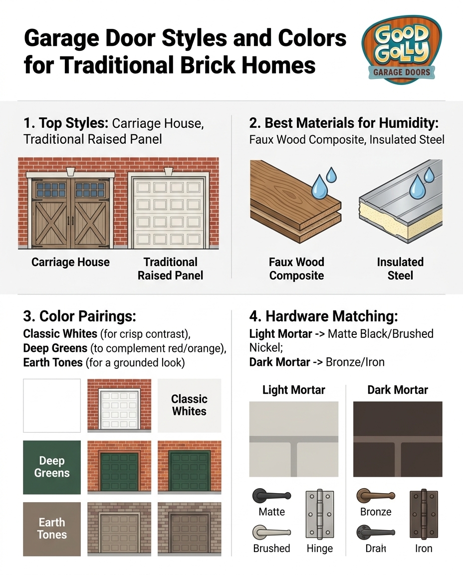 Garage Door Styles and Colors for Traditional Brick Homes