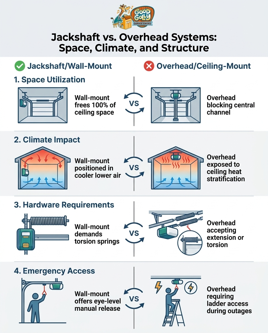 Jackshaft vs. Overhead Systems: Space, Climate, and Structure
