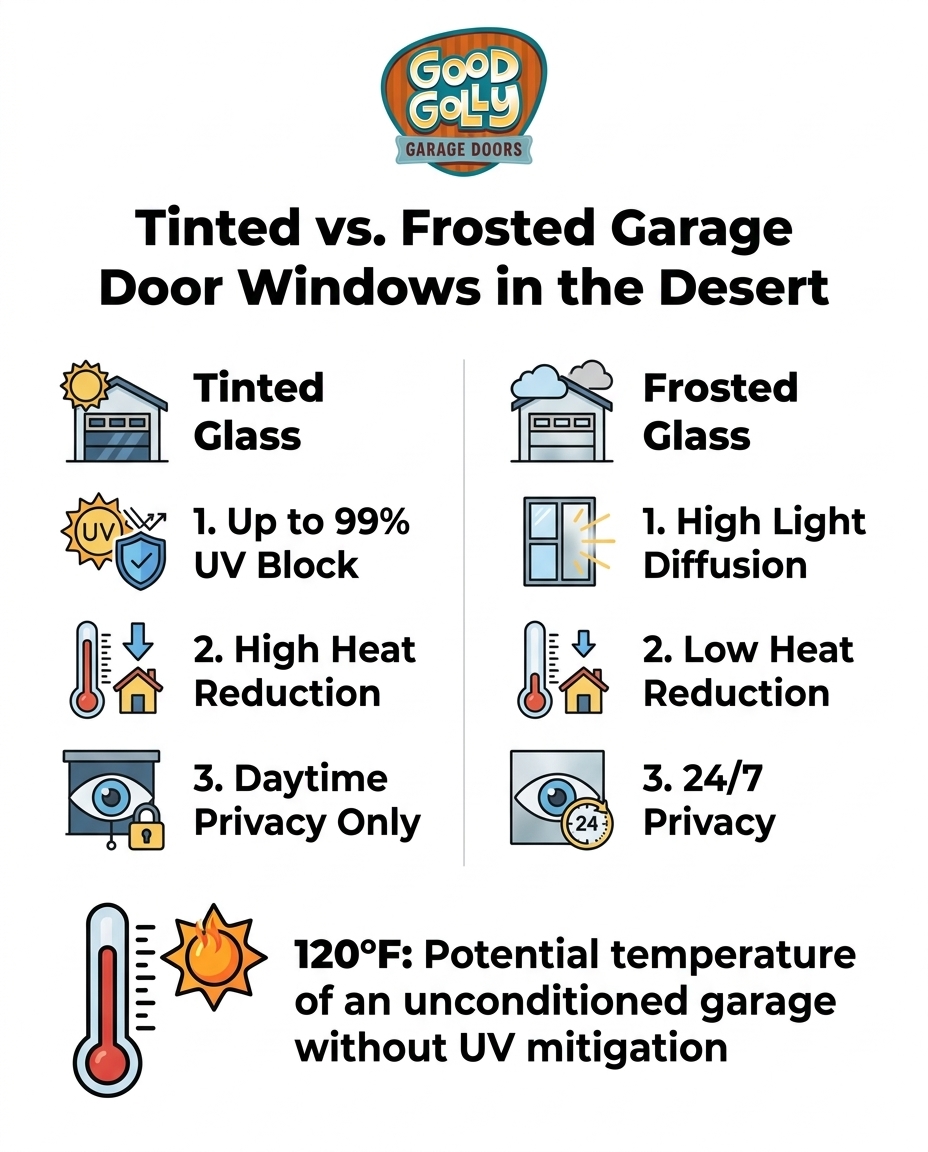 Tinted vs. Frosted Garage Door Windows in the Desert