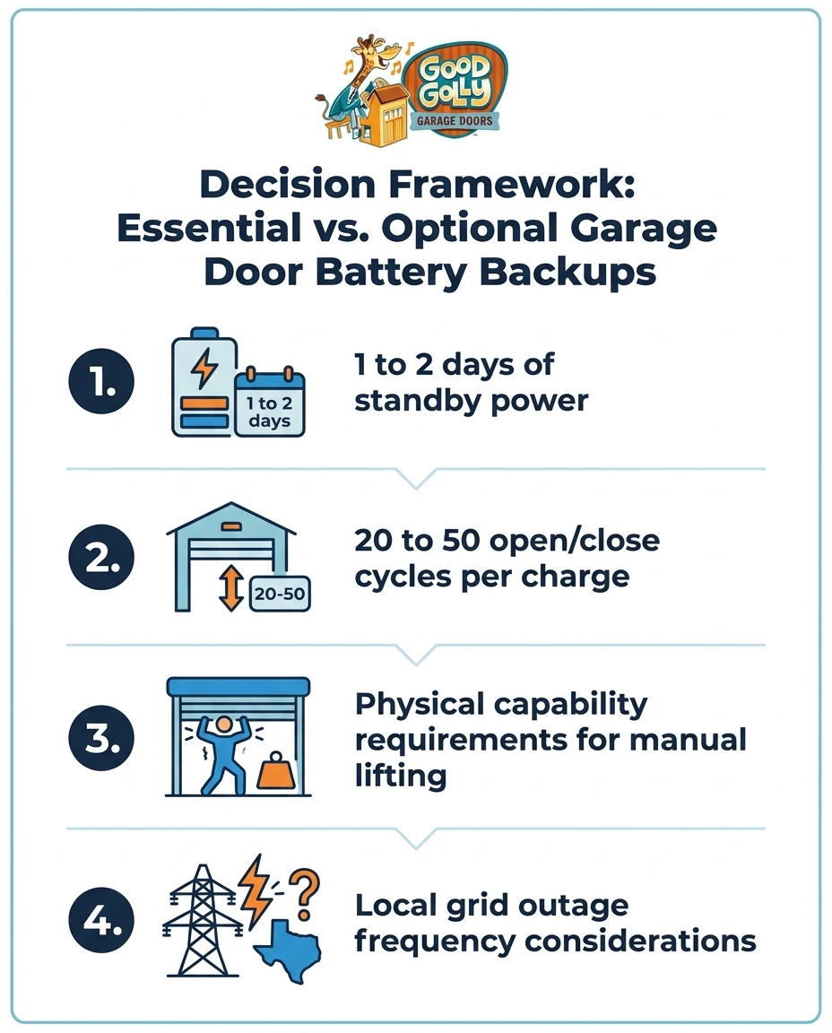 Decision Framework: Essential vs. Optional Garage Door Battery Backups