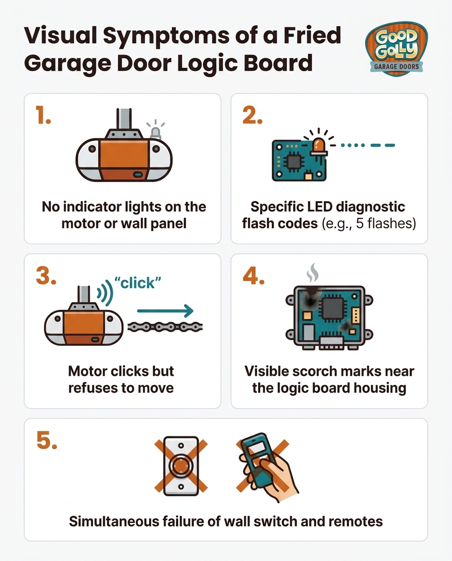 Visual Symptoms of a Fried Garage Door Logic Board