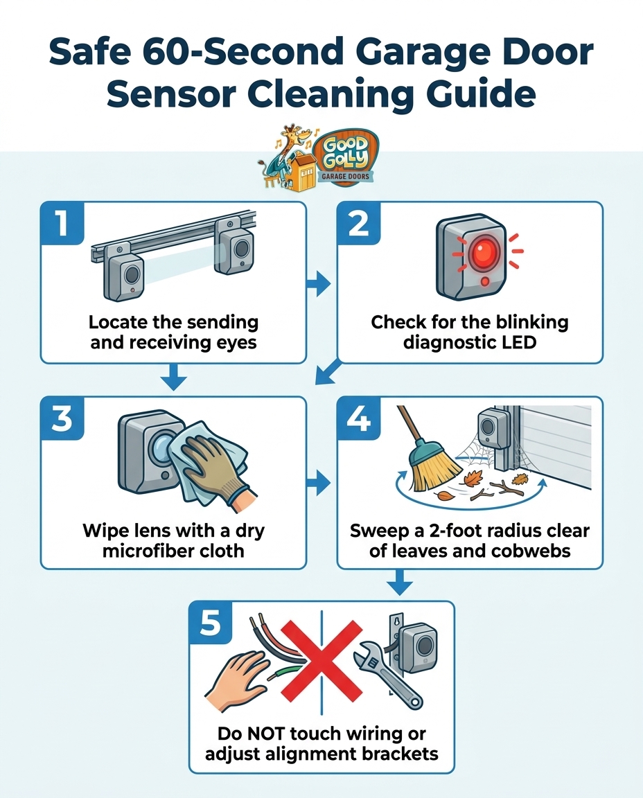 Safe 60-Second Garage Door Sensor Cleaning Guide